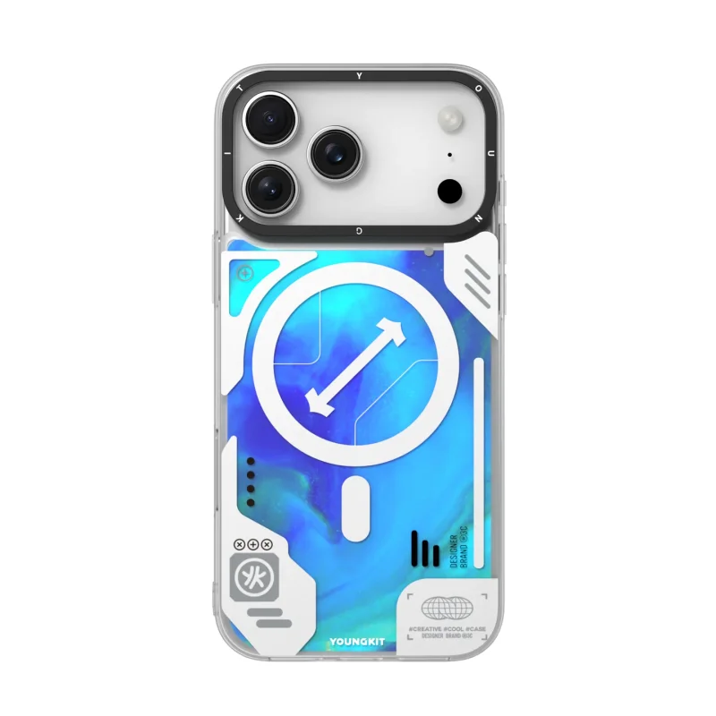 قاب یانگ کیت Youngkit Cyberpunk Luminous Quicksand Blue  برای آیفون 17 پرو مکس
