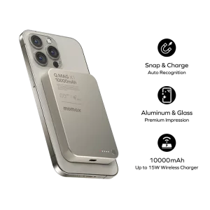 پاوربانک مگسیف مومکس مدل Momax Q.Mag X Magnetic Wireless Power Bank ظرفیت 10000 میلی آمپر توان 20 وات
