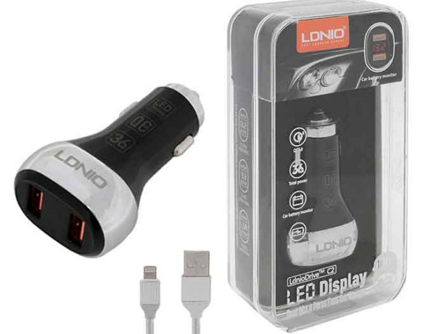 LDNIO C2 Car Charger with Lightning Cable