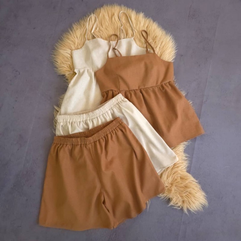 تاپ و شلوارک (موکا)(تحویل به پست ۱۰ روز کاری بعد از ثبت)