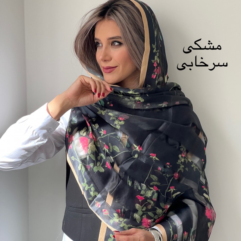 شال ابریشم میله ای شکوفه