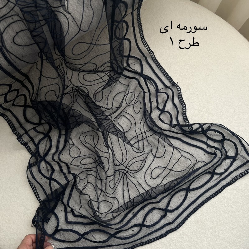 شال حریر گلدوزی فول نگین