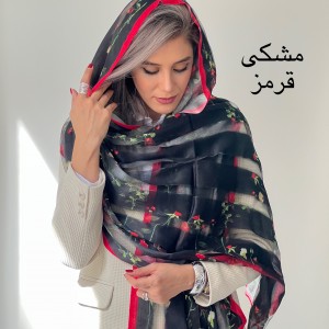 شال ابریشم میله ای شکوفه
