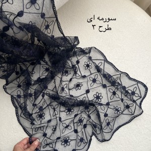 شال حریر گلدوزی فول نگین