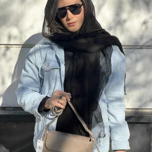 شال نخ و حریر دولایه مشکی