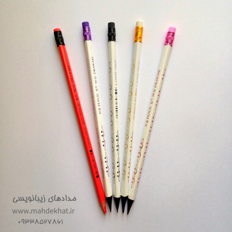 بسته 5 عددی مداد MQ سه گوش زغالی پاک‌کن‌دار
