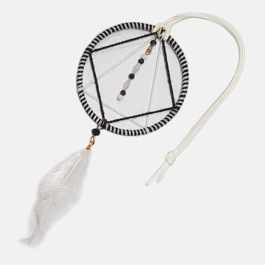 آویز دریم کچر مشکی و سفید کریستالی ماه فام