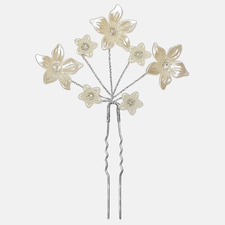 سنجاق شینیون گل بزرگ طلایی عروس مدل SNJCND ماه فام