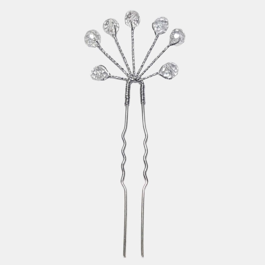 سنجاق شینیون کریستالی نقره ای مدل SNJGNG ماه فام