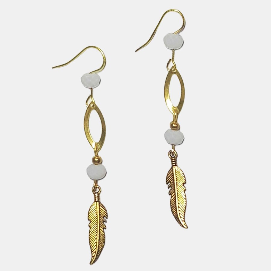 گوشواره فانتزی طرح برگ طلایی مدل FTU ماه فام