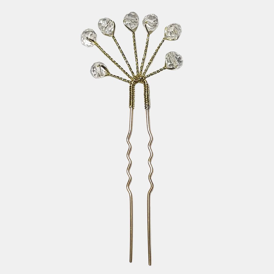 سنجاق شینیون کریستالی طلایی مدل SNJGBV ماه فام