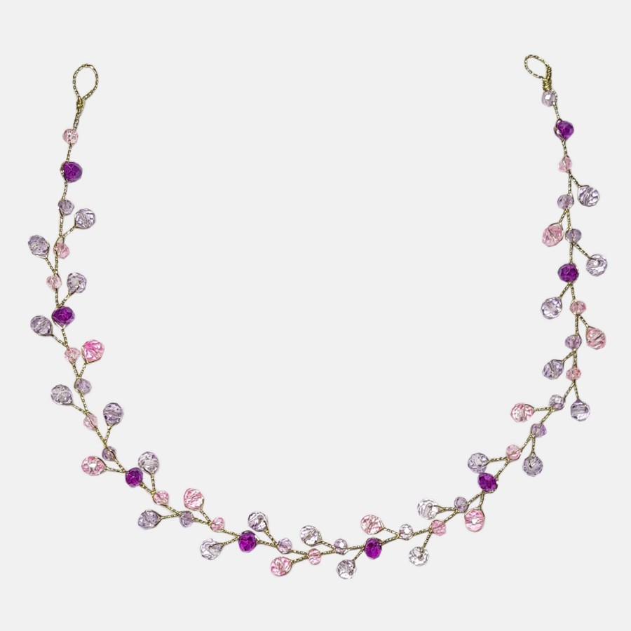 ریسه موی کریستالی بنفش صورتی مدل RS589 ماه فام