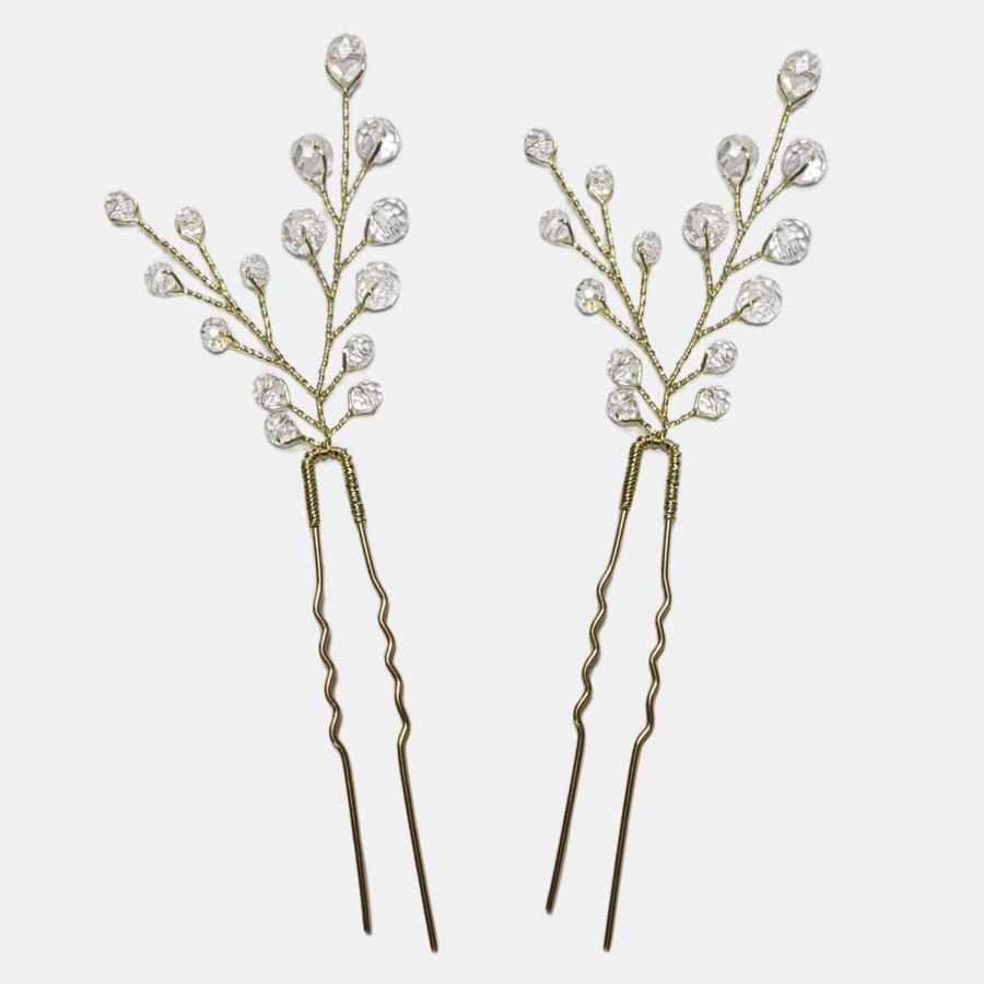 سنجاق شینیون طلایی کریستال مدل SNJ2NB (بسته 2عددی) ماه فام