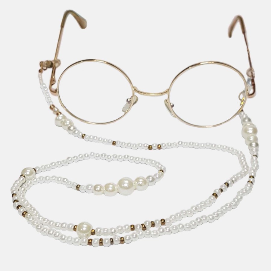 بند عینک سفید و مروارید مدل Pearl ماه فام