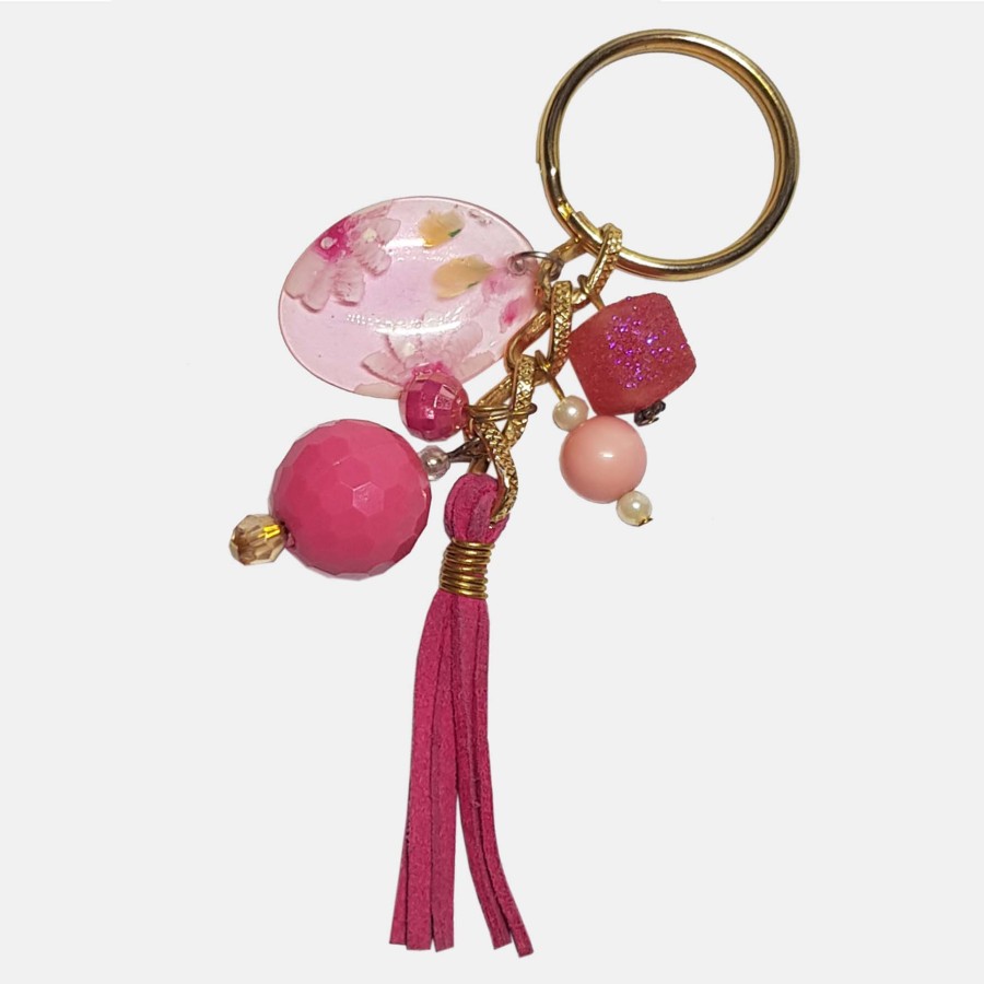 جاکلیدی صورتی طرح گل مدل KLSRP