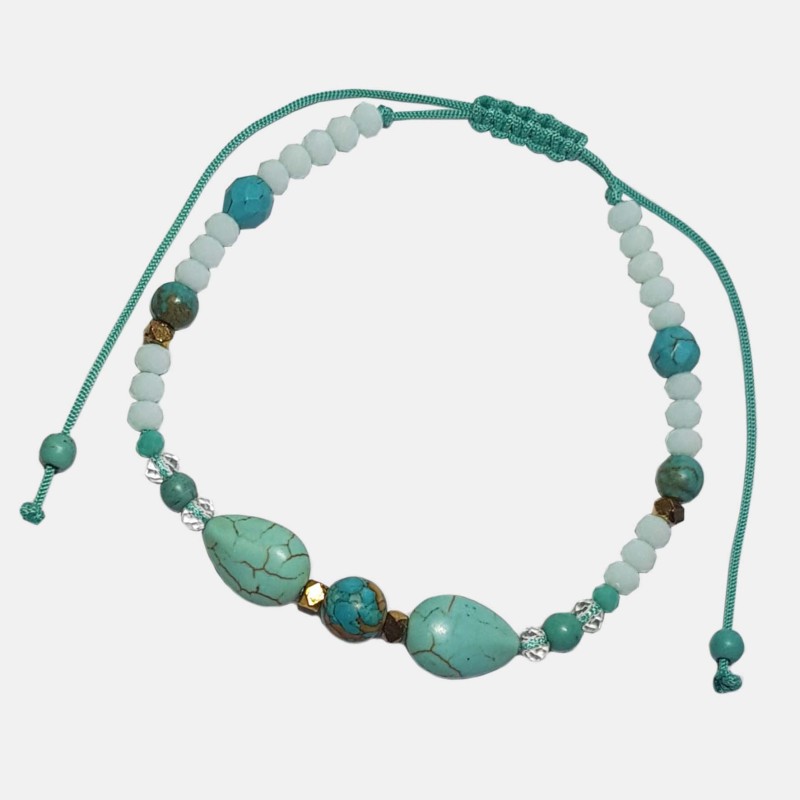 دستبند و پابند فیروزه ای آبی مدل PBNDFFT