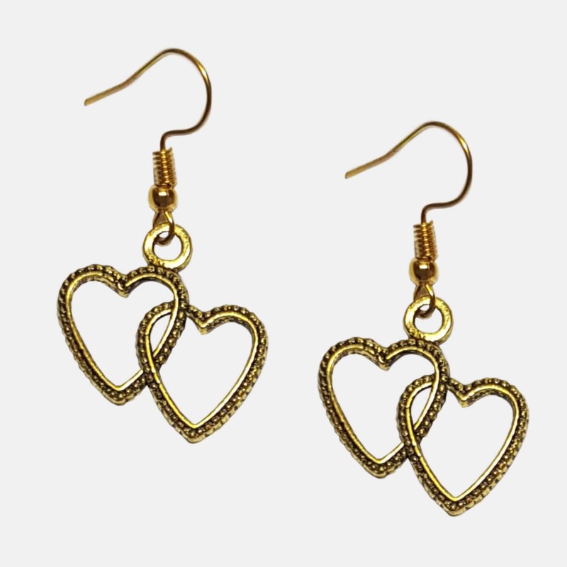 گوشواره زنانه و دخترانه طرح قلب دوقلو مدل ERGLBN