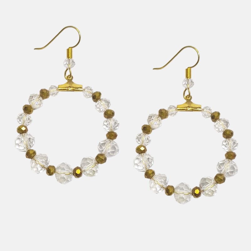 گوشواره کریستالی حلقه ای طلایی مدل ERCCF