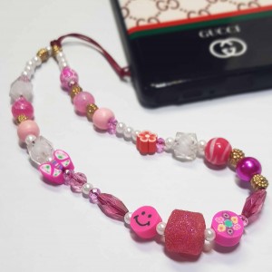 آویز موبایل صورتی ایموجی کیوت ماه فام