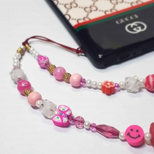 آویز موبایل صورتی ایموجی کیوت ماه فام