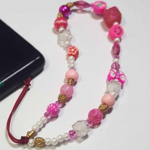 آویز موبایل صورتی ایموجی کیوت ماه فام