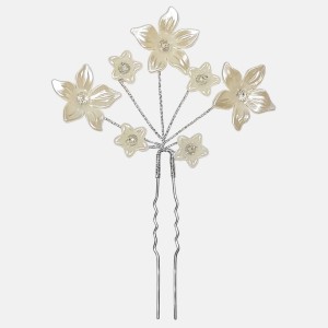 سنجاق شینیون گل بزرگ طلایی عروس مدل SNJCND