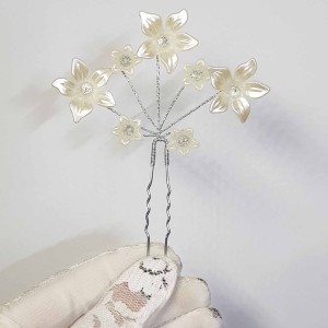 سنجاق شینیون گل بزرگ طلایی عروس مدل SNJCND ماه فام