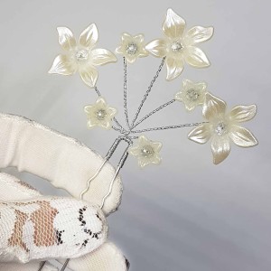 سنجاق شینیون گل بزرگ طلایی عروس مدل SNJCND ماه فام