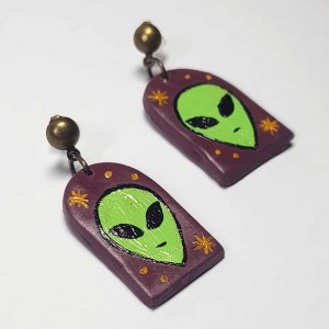 گوشواره فانتزی طرح فضایی سبز مدل FZZ ماه فام