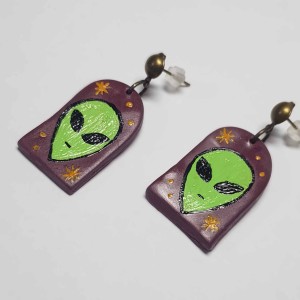 گوشواره فانتزی طرح فضایی سبز مدل FZZ ماه فام