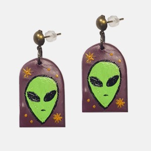 گوشواره فانتزی طرح فضایی سبز مدل FZZ