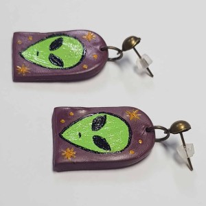 گوشواره فانتزی طرح فضایی سبز مدل FZZ ماه فام