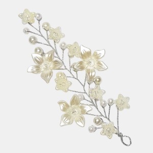 ریسه موی مرواریدی و گل بغل سری و کوتاه سفید مدل RSMMB