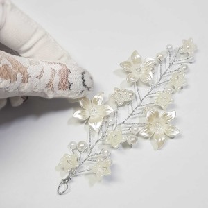 ریسه موی مرواریدی و گل بغل سری و کوتاه سفید مدل RS2MMB (بسته 2عددی)