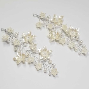 ریسه موی مرواریدی و گل بغل سری و کوتاه سفید مدل RS2MMB (بسته 2عددی)