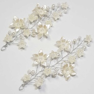 ریسه موی مرواریدی و گل بغل سری و کوتاه سفید مدل RS2MMB (بسته 2عددی)