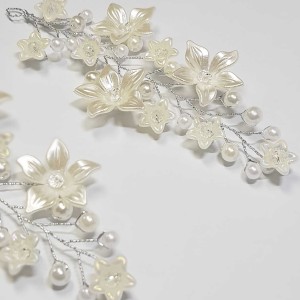 ریسه موی مرواریدی و گل بغل سری و کوتاه سفید مدل RS2MMB (بسته 2عددی)