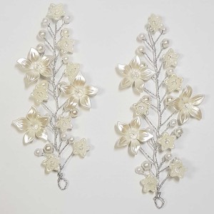 ریسه موی مرواریدی و گل بغل سری و کوتاه سفید مدل RS2MMB (بسته 2عددی)