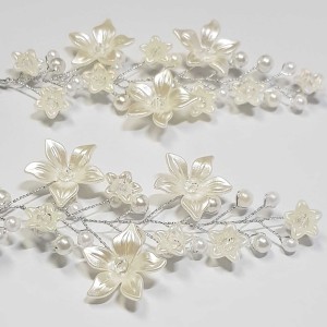 ریسه موی مرواریدی و گل بغل سری و کوتاه سفید مدل RS2MMB (بسته 2عددی)