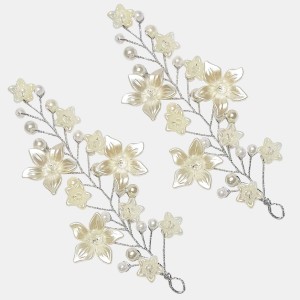 ریسه موی مرواریدی و گل بغل سری و کوتاه سفید مدل RS2MMB (بسته 2عددی)