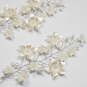 ریسه موی مرواریدی و گل بغل سری و کوتاه سفید مدل RS2MMB (بسته 2عددی)