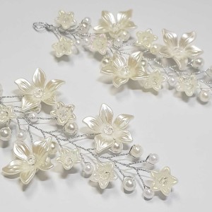 ریسه موی مرواریدی و گل بغل سری و کوتاه سفید مدل RS2MMB (بسته 2عددی)