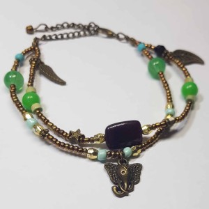 دستبند و پابند سبز طرح فیل مدل PBFOL