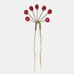 سنجاق شینیون کریستالی قرمز مدل SNJRDCT