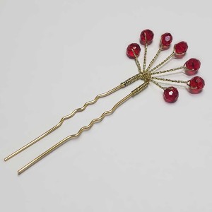 سنجاق شینیون کریستالی قرمز مدل SNJRDCT ماه فام