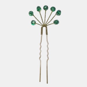 سنجاق شینیون کریستالی سبز مدل SNJGGCT