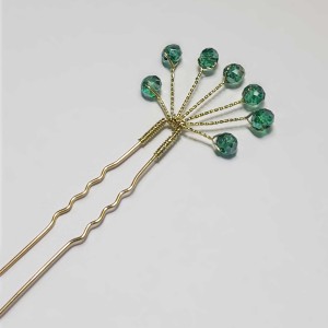 سنجاق شینیون کریستالی سبز مدل SNJGGCT