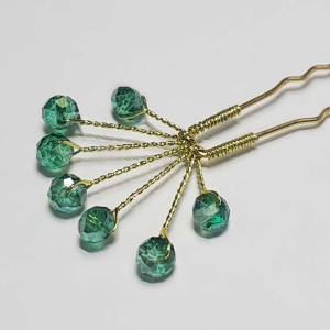 سنجاق شینیون کریستالی سبز مدل SNJGGCT