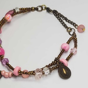 دستبند و پابند صورتی طرح قلب مدل PBBK ماه فام