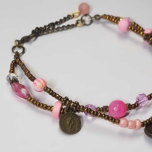 دستبند و پابند صورتی طرح قلب مدل PBBK ماه فام